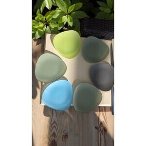 Vintage Set Of 6 Multicolored Triangle Sea Glass Plates By Riverside Design